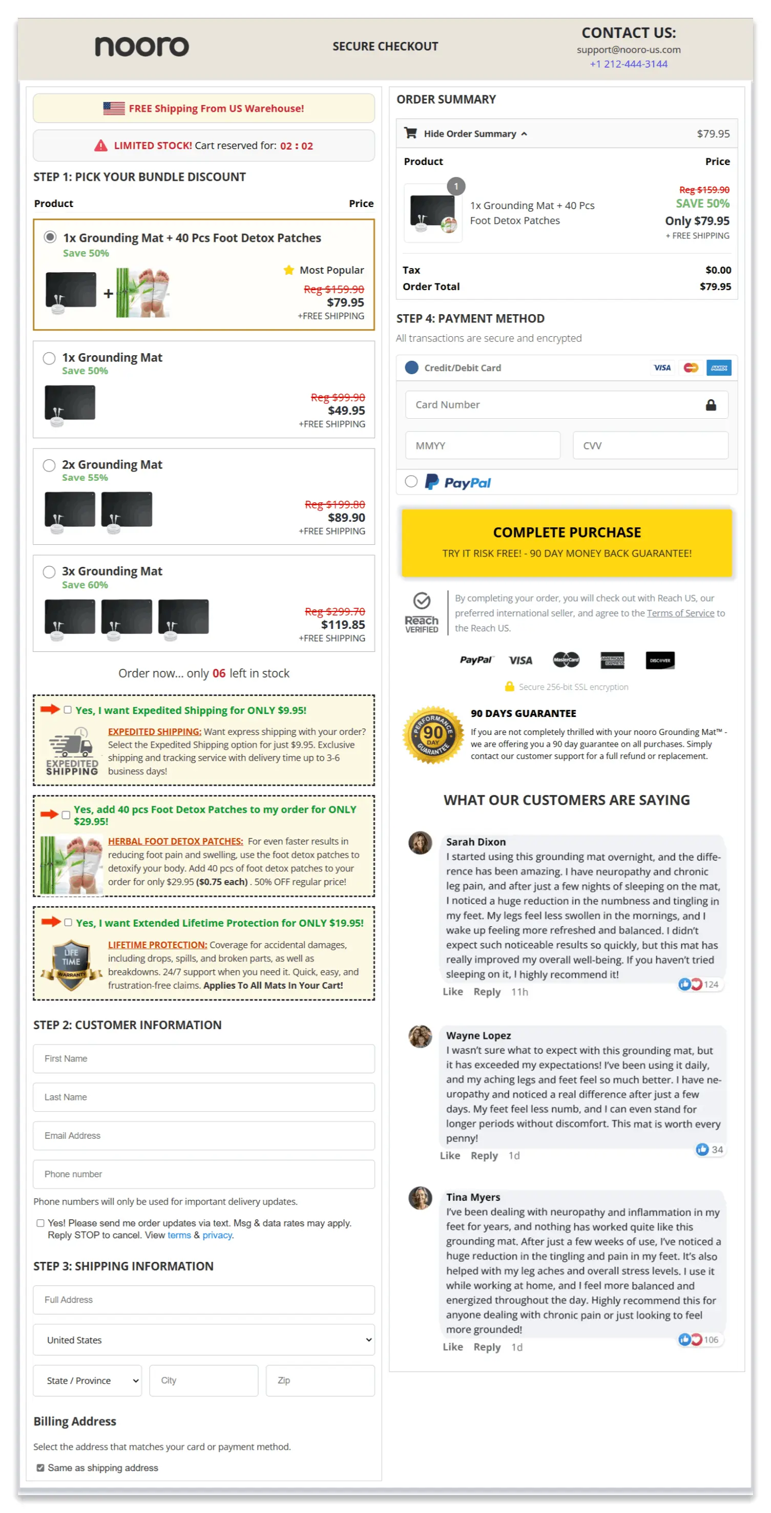 Nooro Grounding Mat secure checkout page